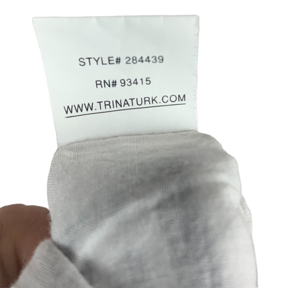 Trina Turk Womens Lek Bamboo Forest Shift Dress White Blue Geometric Sequin M/L - Picture 10 of 12